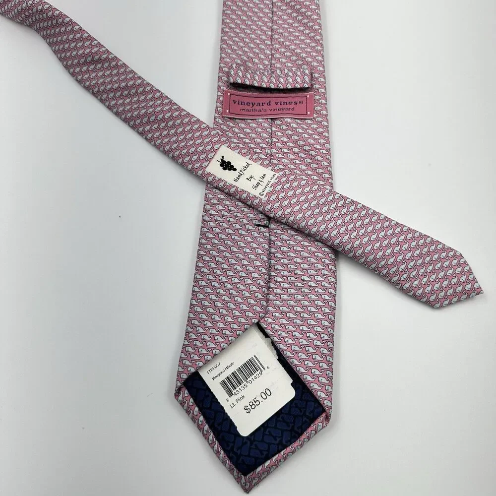 Vineyard Vines Shep & Ian Men's Silk Necktie Micro Whales Print Pink 63